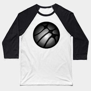 Abstract Silver Basketball on Black Baseball T-Shirt